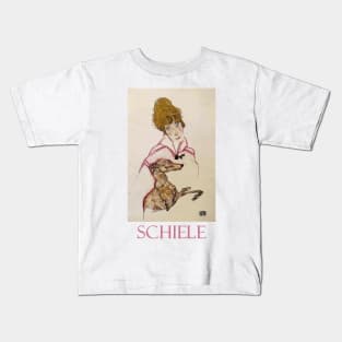 Woman with Greyhound, Edith Schiele (1916) by Egon Schiele Kids T-Shirt